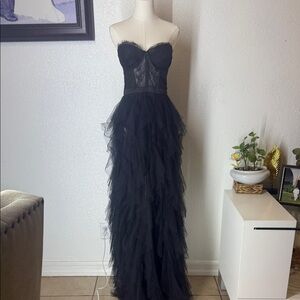 Fashion Nova Black Strapless Prom Dress